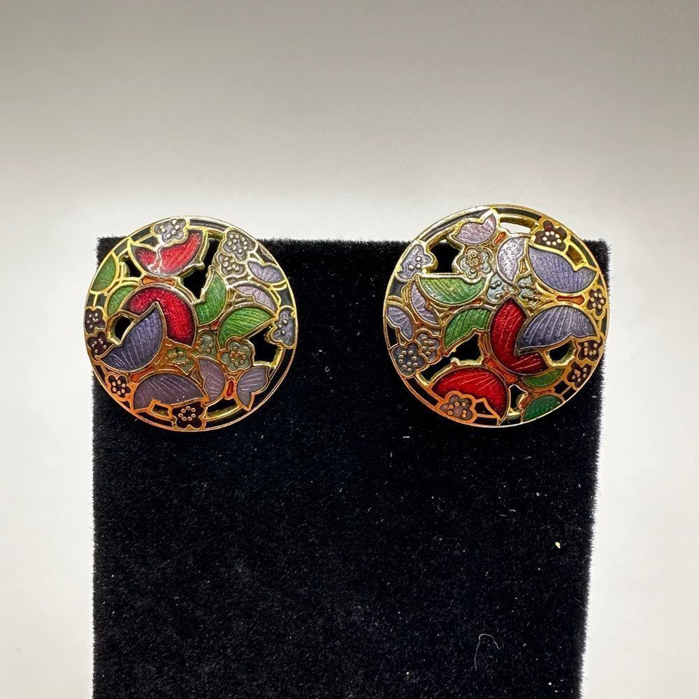 Vintage butterfly cloisonne post stud earrings! - Picture 7 of 12